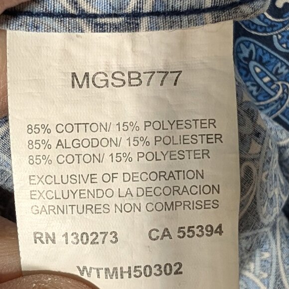 Wrangler George Straight Collection Blue Paisley Button-Up Shirt Size XXL - Picture 9 of 14